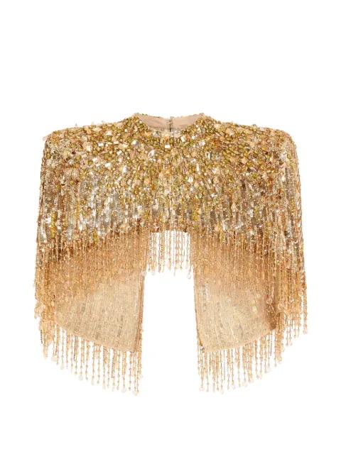 Ellen mock-neck beaded top by JENNY PACKHAM