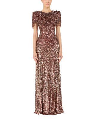 Eugenie Sequin Fringed Maxi Dress by JENNY PACKHAM