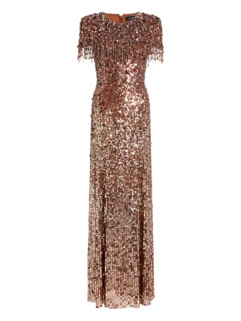Eugenie sequin fringed maxi dress by JENNY PACKHAM