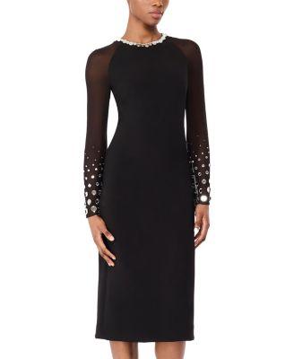 Eurabia Mesh-Sleeve Midi Dress by JENNY PACKHAM