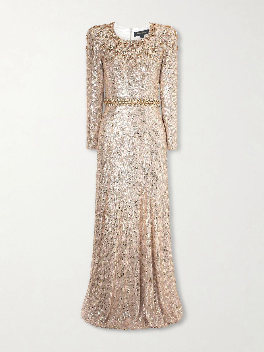 Georgia sequined satin gown by JENNY PACKHAM