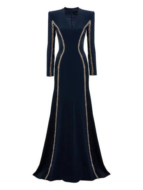 Ghost Orchid embellished long-sleeve maxi dress by JENNY PACKHAM