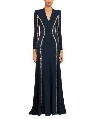 Ghost orchid Embellished Long-Sleeve Maxi Dress by JENNY PACKHAM