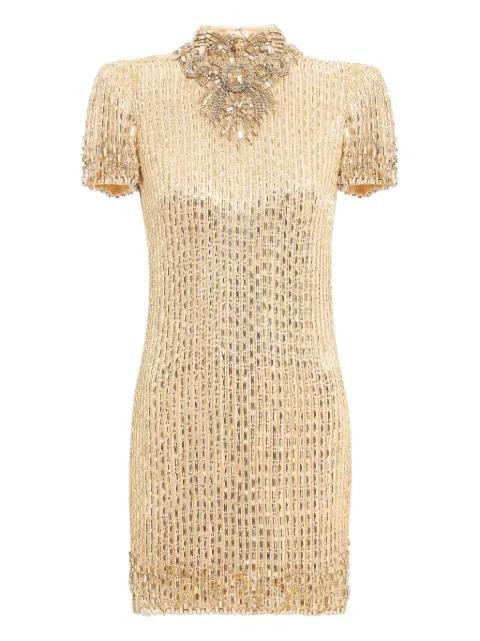 Kitty crystal-embellished turtleneck mini dress by JENNY PACKHAM