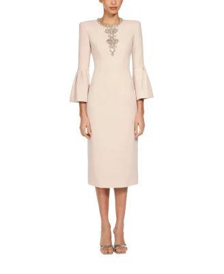 Margoni Bell-Sleeve Embellished Midi Dress by JENNY PACKHAM