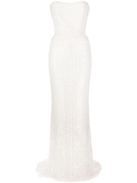 Mia sequin gathered bridal gown by JENNY PACKHAM