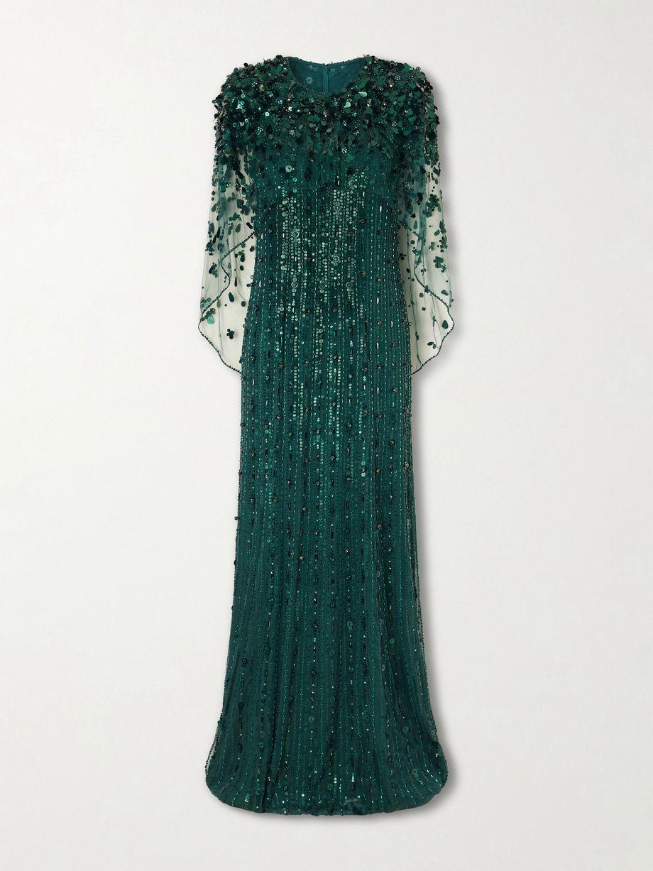 Nettie embellished sequined tulle gown by JENNY PACKHAM