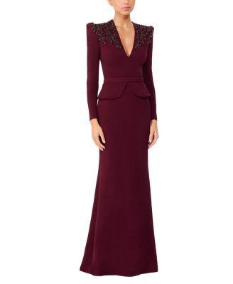 Night flowering Sequin-embellished V-neck Maxi Dress by JENNY PACKHAM