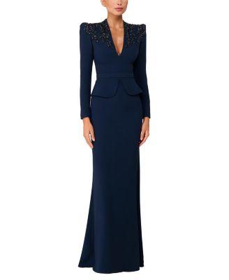 Night flowering Sequin-embellished V-neck Maxi Dress by JENNY PACKHAM