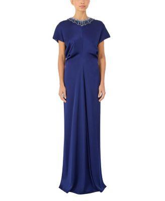 Novak Embellished-Collar Maxi Dress by JENNY PACKHAM