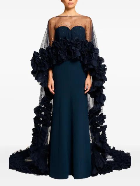 Petal Bloom ruffle-detailed cape by JENNY PACKHAM