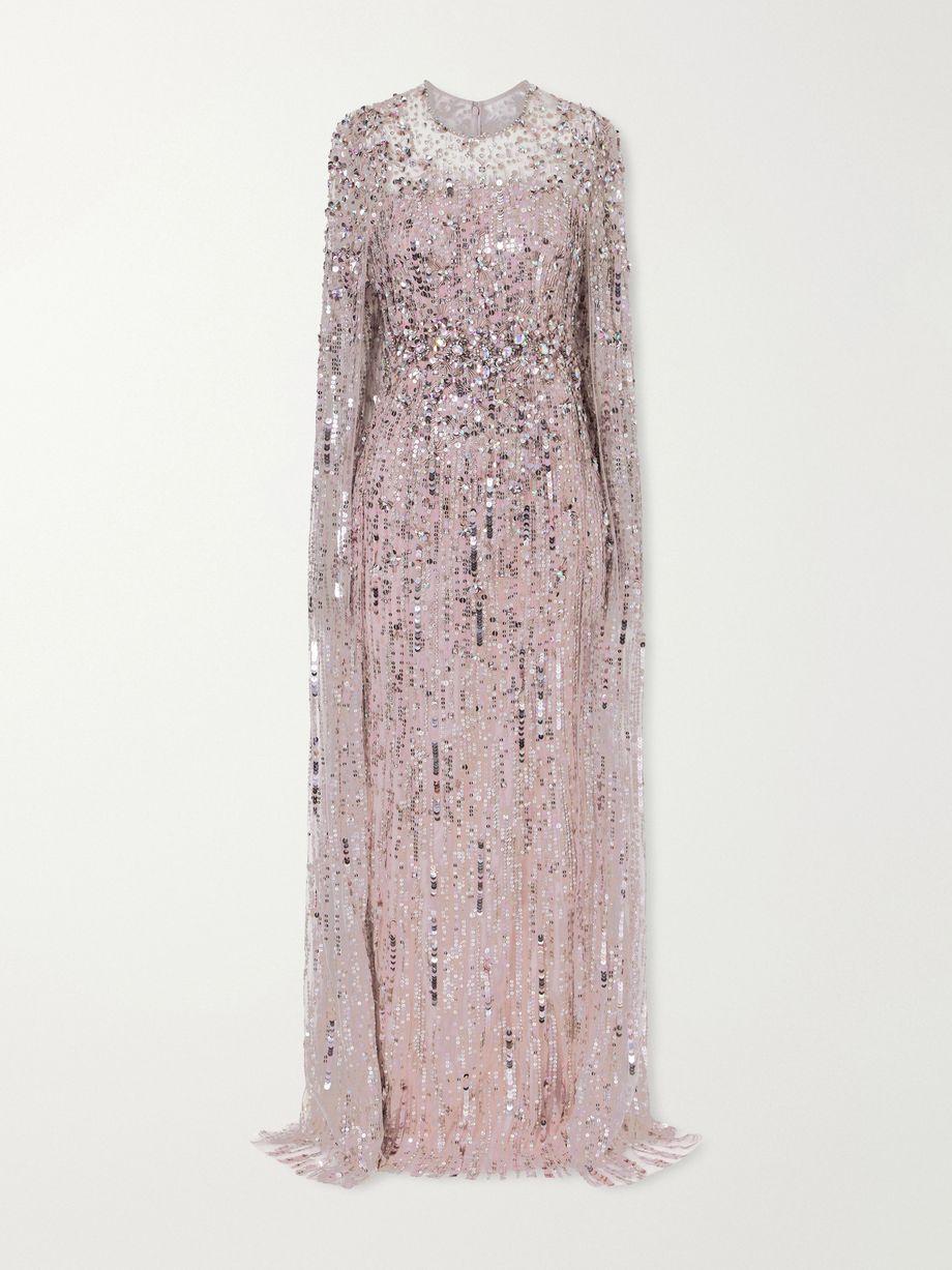 Ruby sequined tulle gown by JENNY PACKHAM