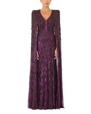 Sweet Silva Beaded Cape Maxi Dress by JENNY PACKHAM