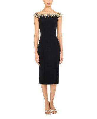 Valorie Beaded Off-Shoulder Midi Dress by JENNY PACKHAM