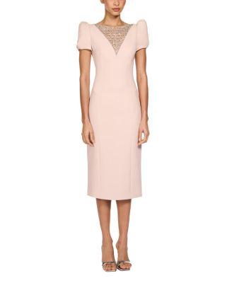 Vienna Embellished Puff-Sleeve Midi Dress by JENNY PACKHAM
