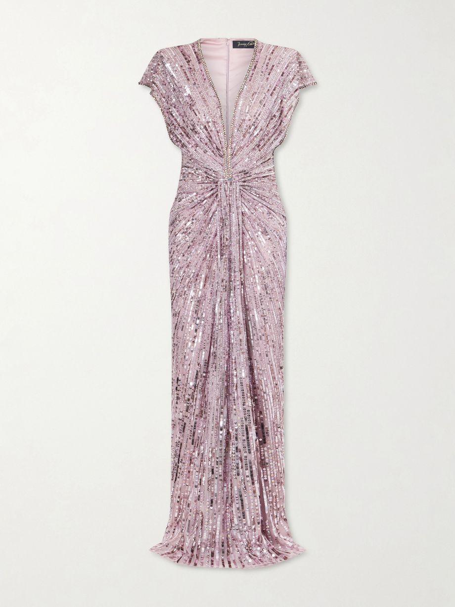Zola twisted crystal-embellished sequined tulle gown by JENNY PACKHAM
