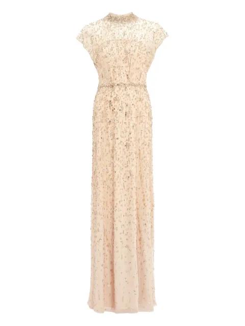 crystal-embellished high-neck maxi dress by JENNY PACKHAM