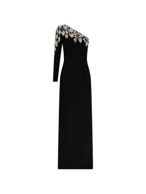 crystal-embellished one-shoulder maxi dress by JENNY PACKHAM