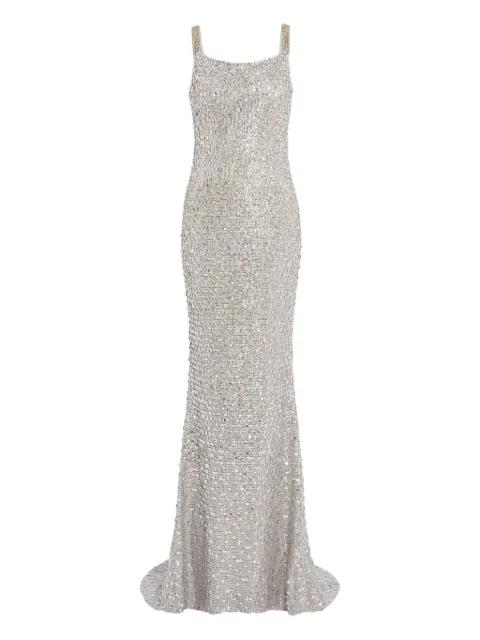 sequin-embellished open-back maxi dress by JENNY PACKHAM