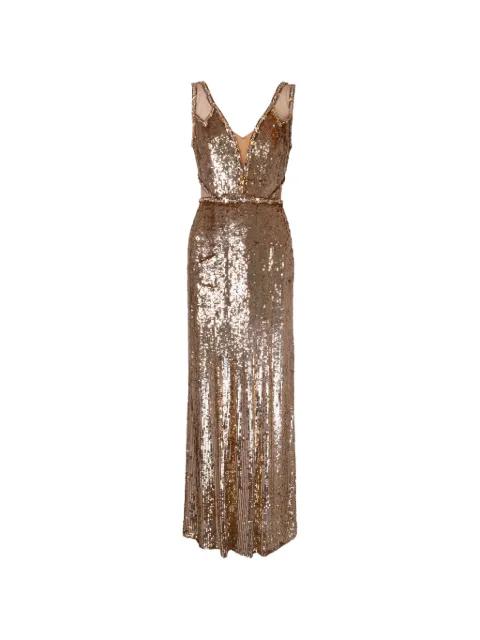 sequin-embellished sheer-panelled dress by JENNY PACKHAM