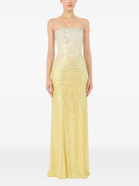 sequin embellished strapless maxi dress by JENNY PACKHAM
