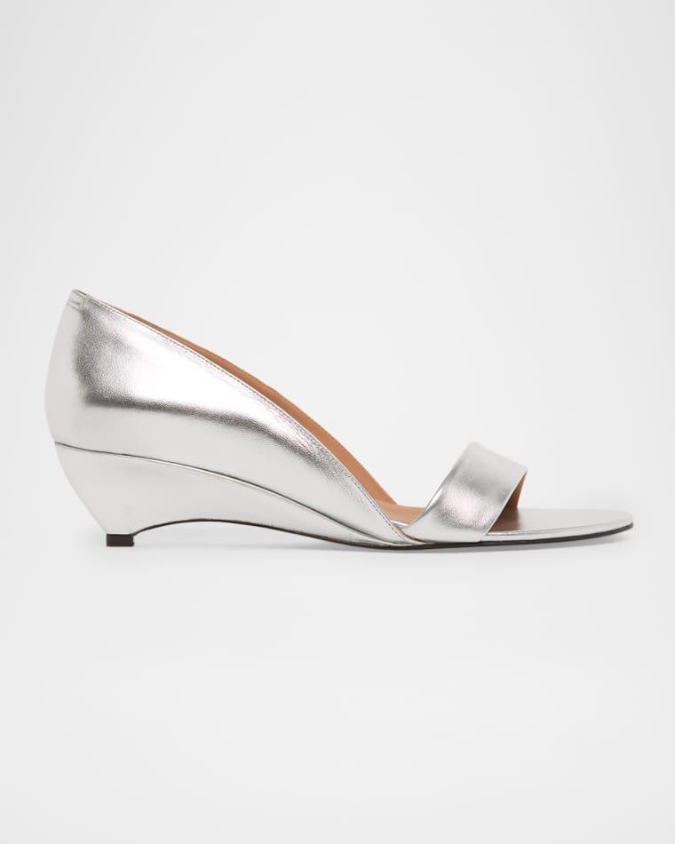 35mm Metallic Leather Wedge Sandals by JIL SANDER
