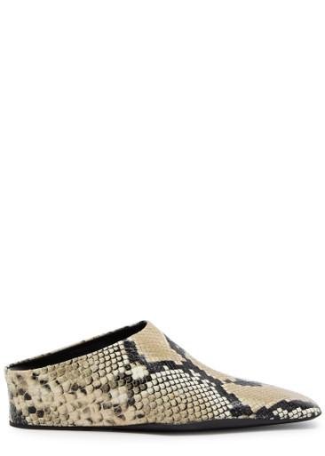 40 python-effect leather wedge mules by JIL SANDER