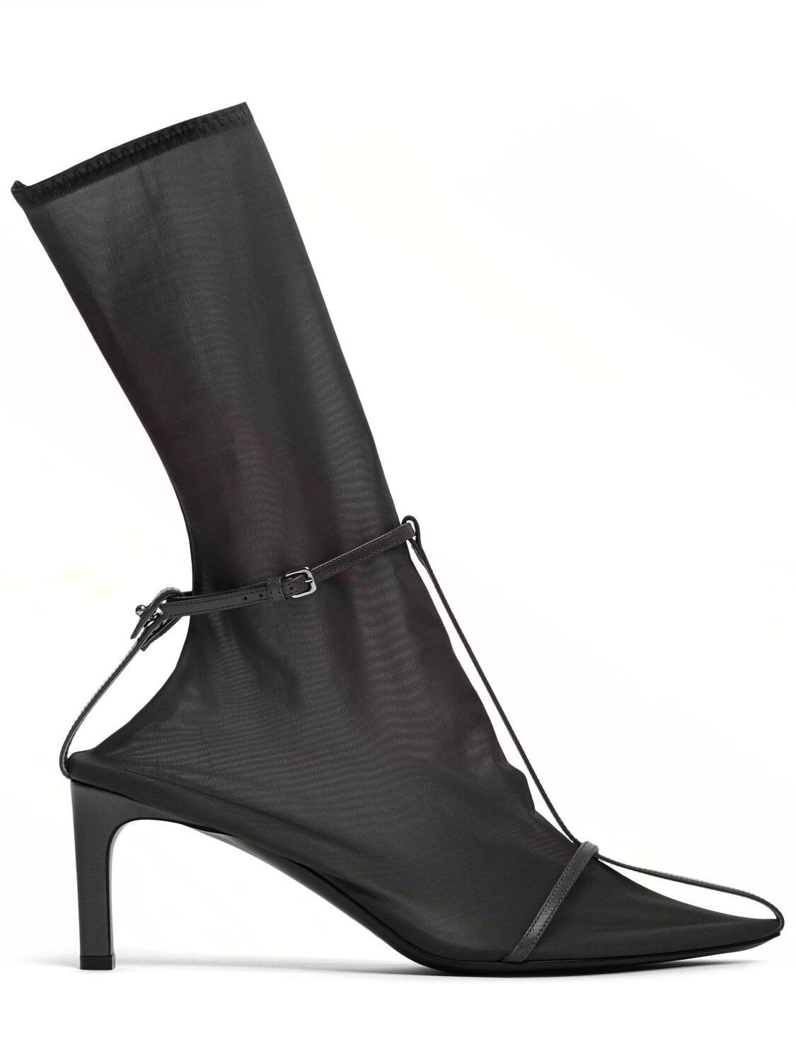 65mm Mesh & Leather Ankle Boots by JIL SANDER