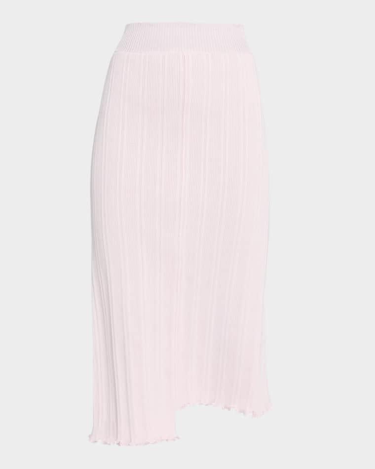 Asymmetric Fine Ribbed Cotton Skirt by JIL SANDER