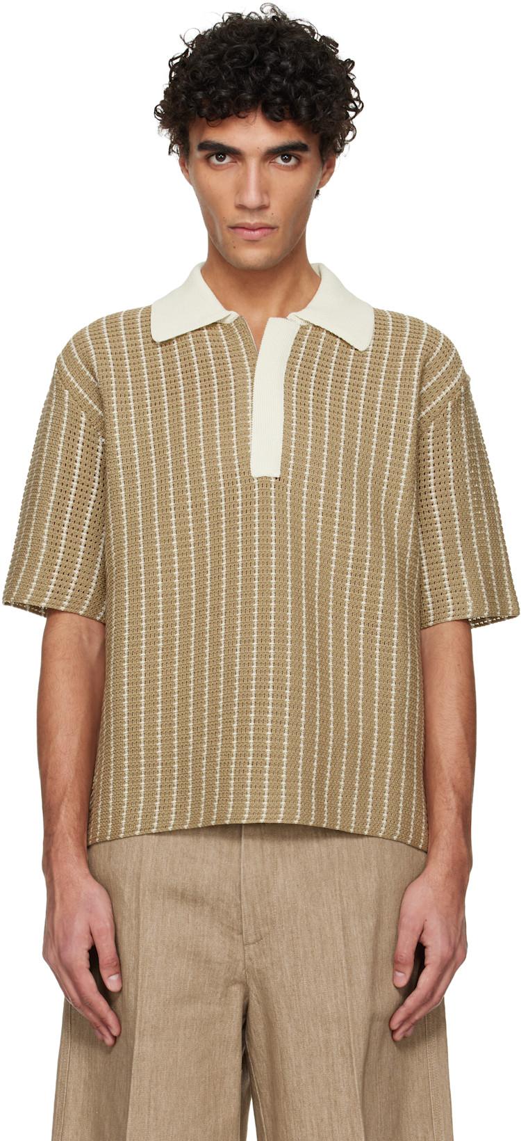 Beige Cotton Knit Polo by JIL SANDER