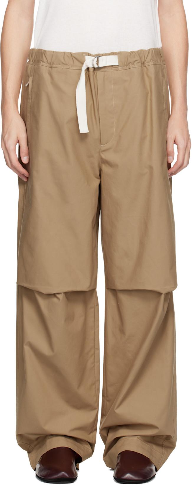 Beige Cotton Trousers by JIL SANDER
