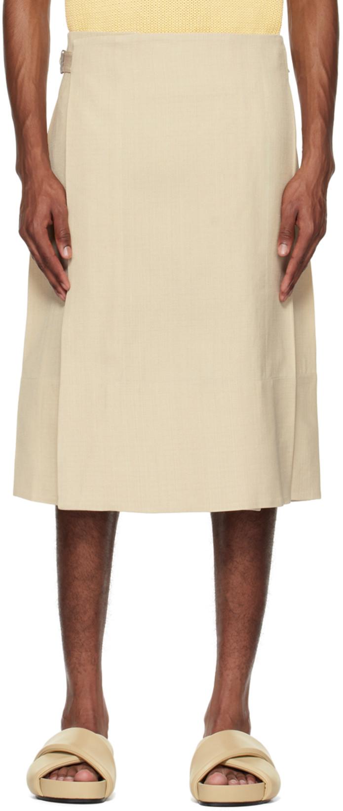 Beige Gonna Midi Skirt by JIL SANDER