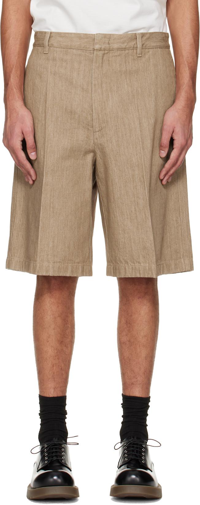 Beige Lightweight Denim Shorts by JIL SANDER
