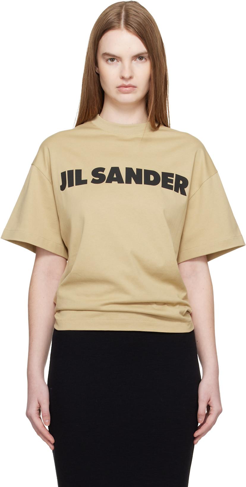 Beige Logo T-shirt by JIL SANDER