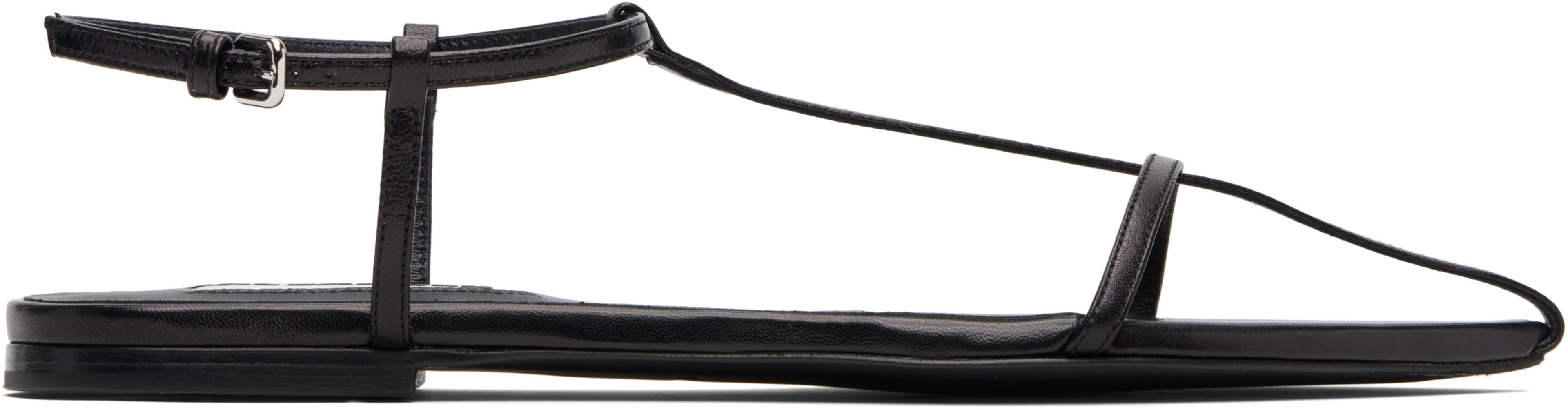 Black Cage Flat Sandals by JIL SANDER