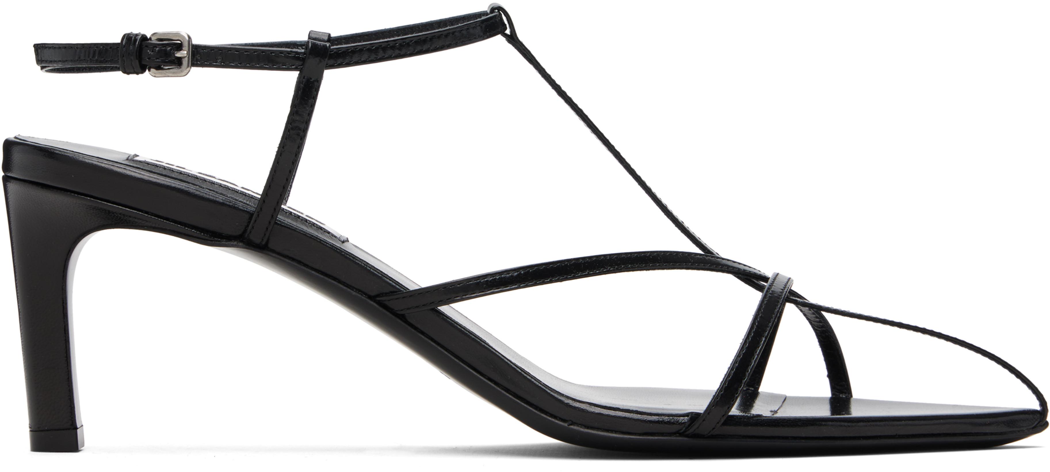 Black Cage Heeled Sandals by JIL SANDER