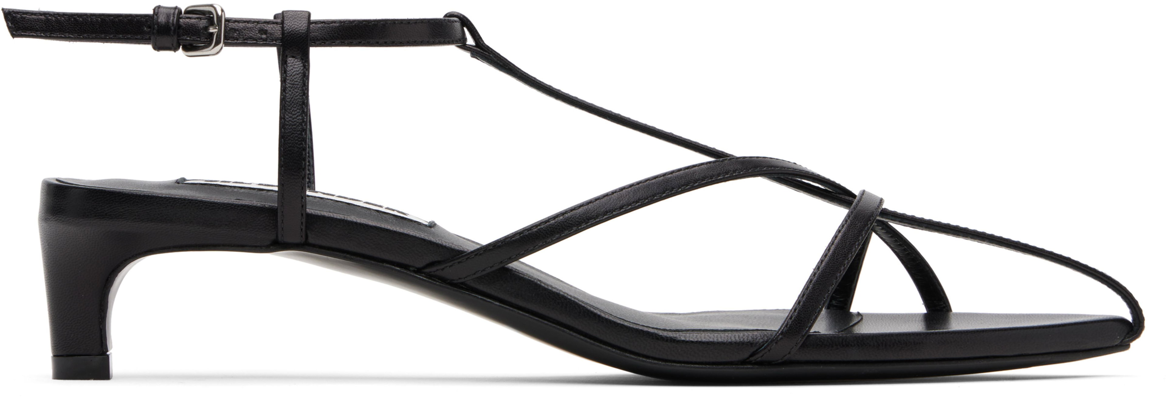 Black Cage Low Heeled Sandals by JIL SANDER