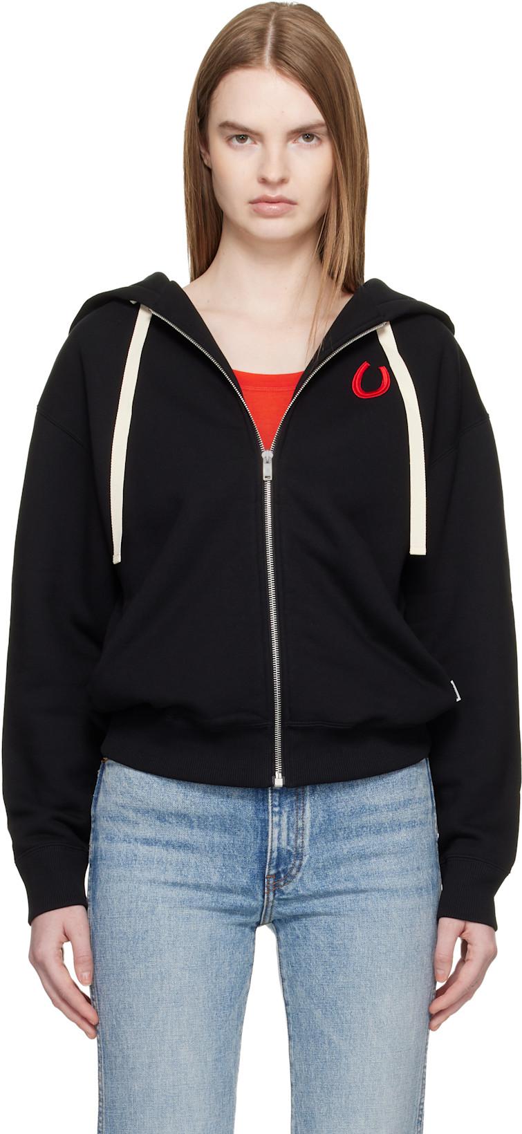 Black Cotton Terry Zip-Up Hoodie by JIL SANDER
