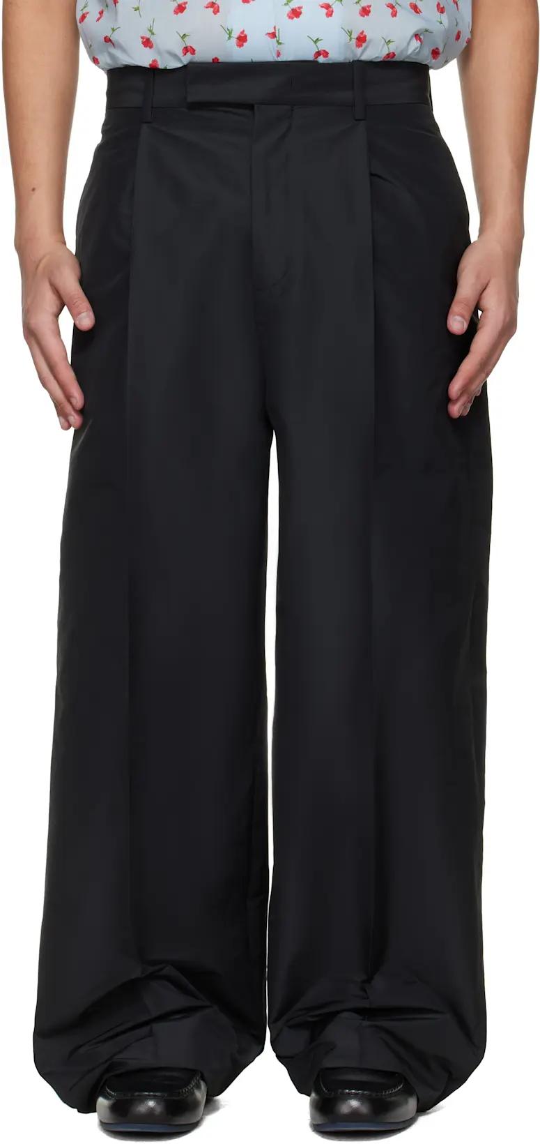 Black Pleated Taffeta Trousers by JIL SANDER