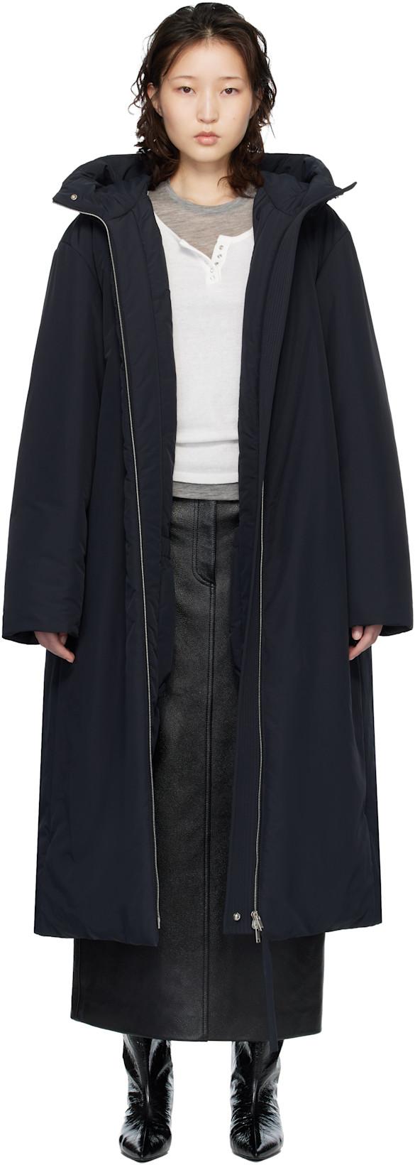 Black Relaxed Fit Long Down Coat by JIL SANDER