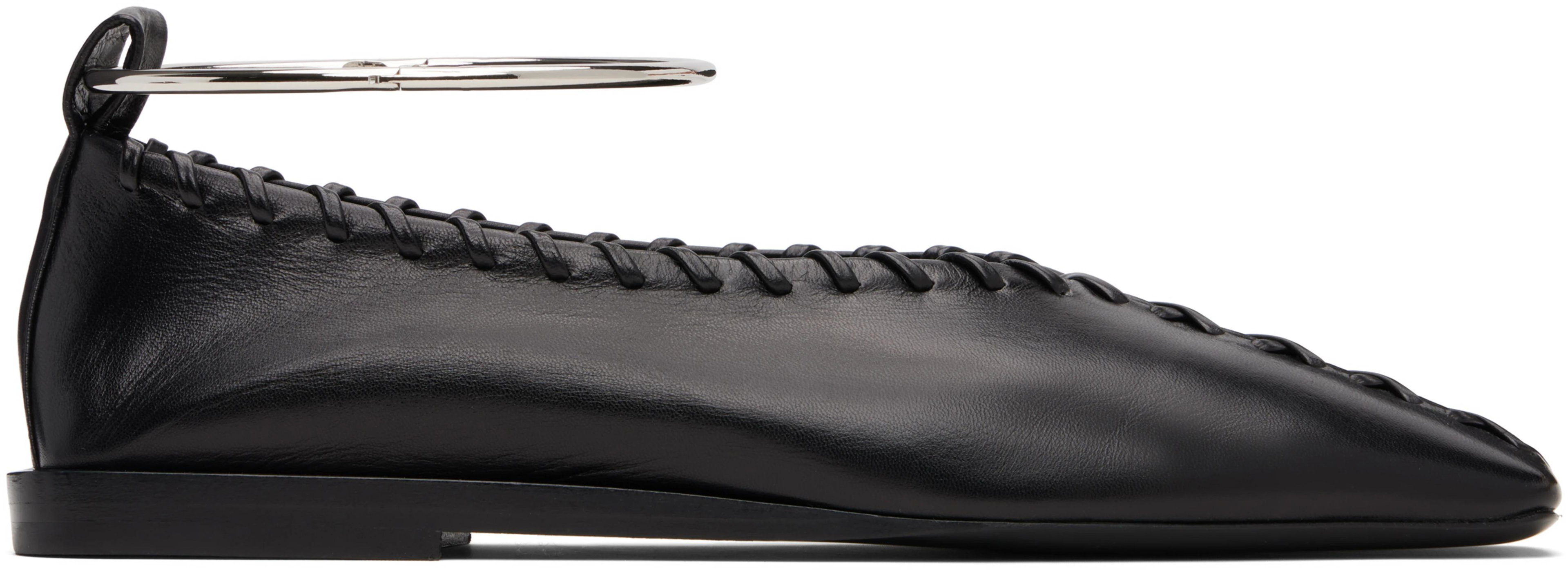 Black Ring Ballerina Flats by JIL SANDER