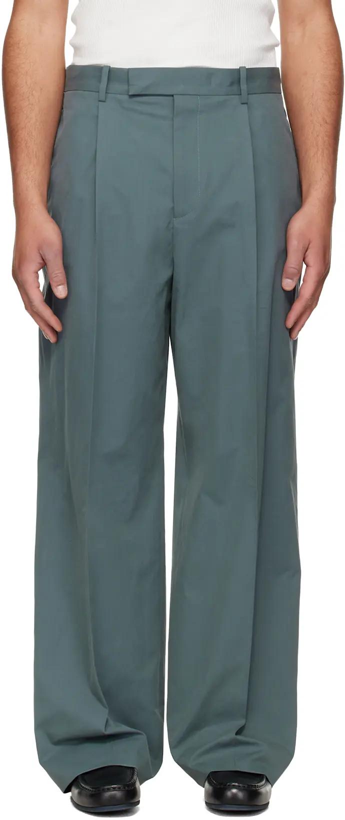 Blue Cotton Drill Trousers by JIL SANDER