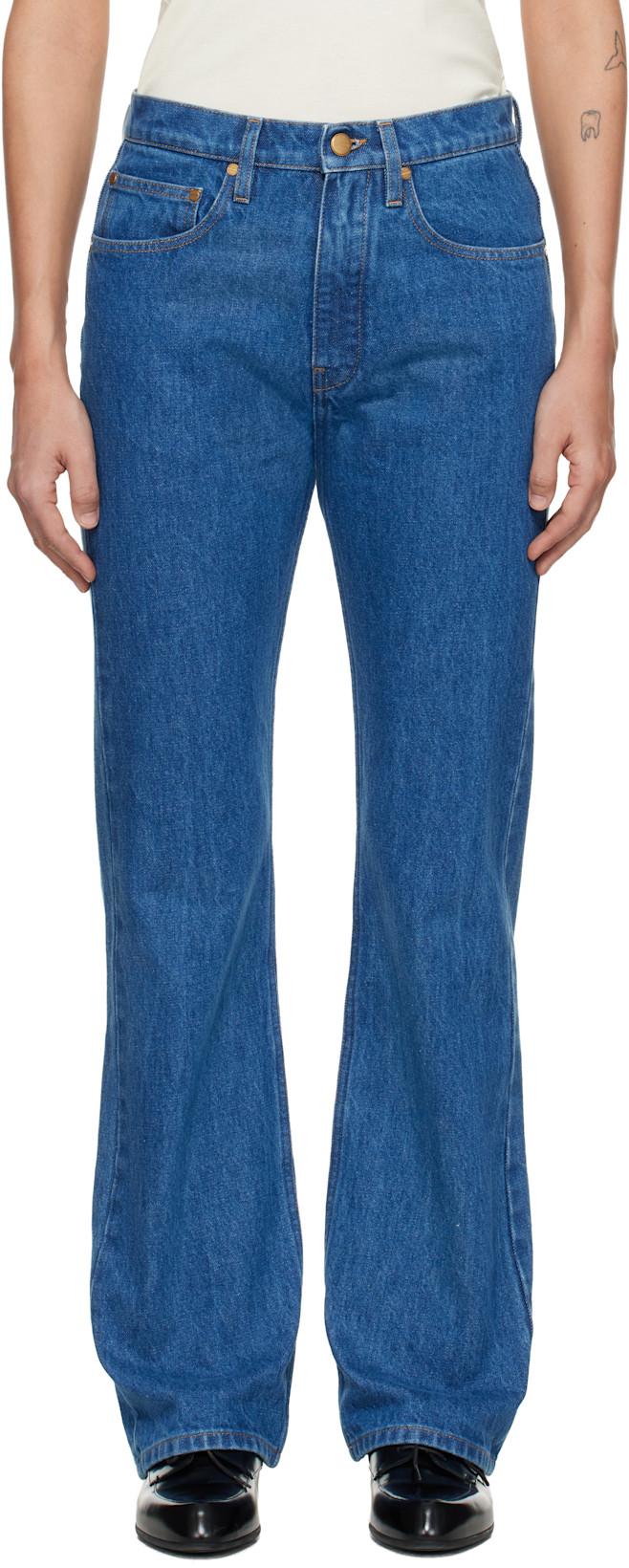 Blue Flared Denim Jeans by JIL SANDER