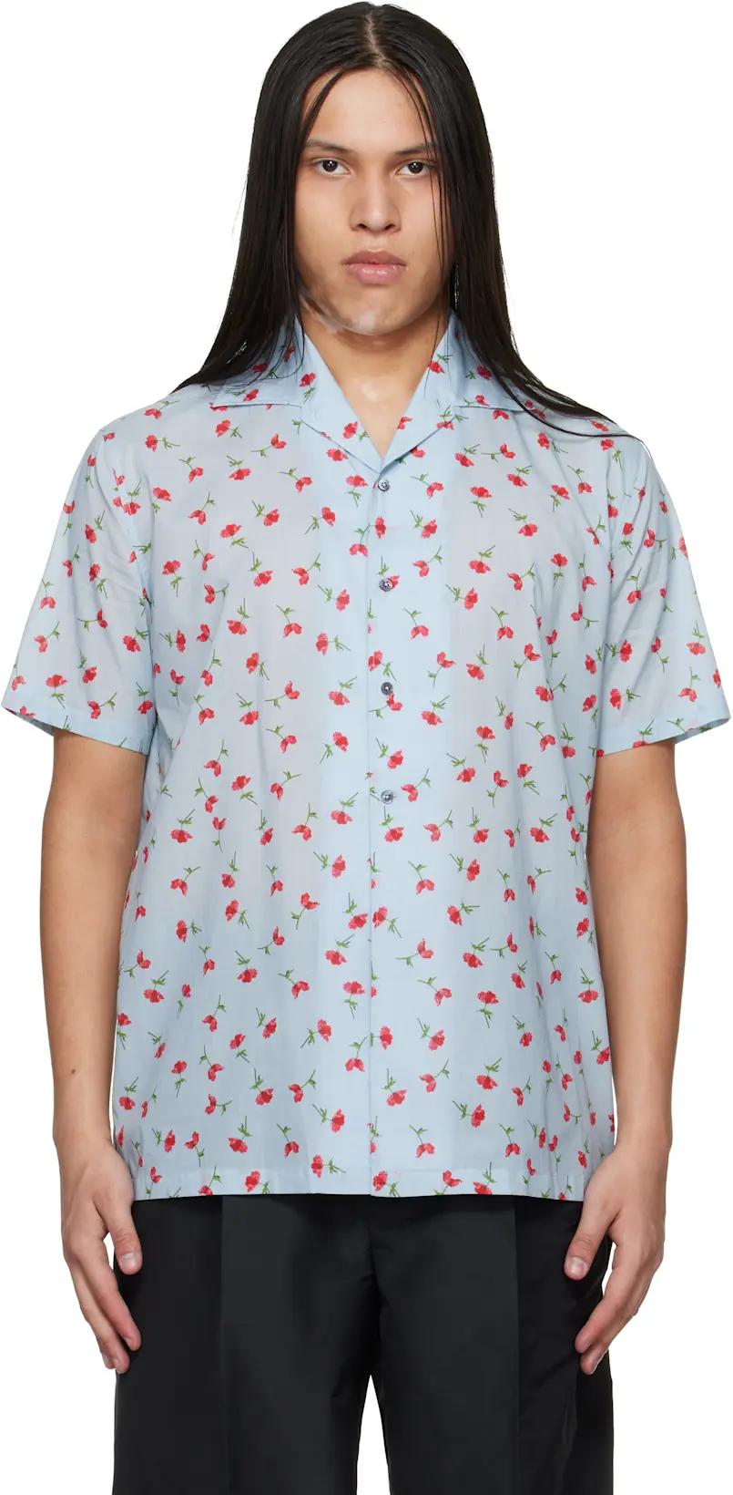 Blue Floral Print Shirt by JIL SANDER