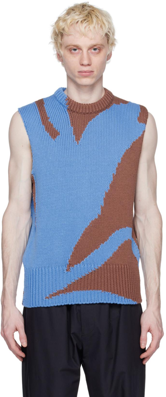 Blue Intarsia Vest by JIL SANDER