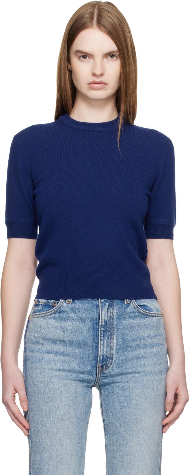 Blue Lightweight Wool Knit T-Shirt by JIL SANDER