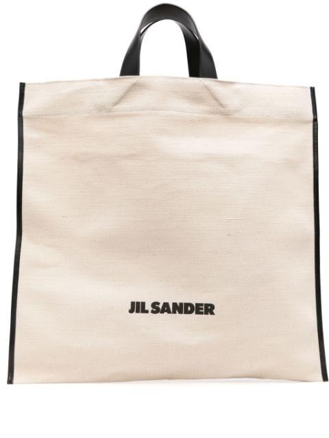 Border Book canvas tote bag by JIL SANDER