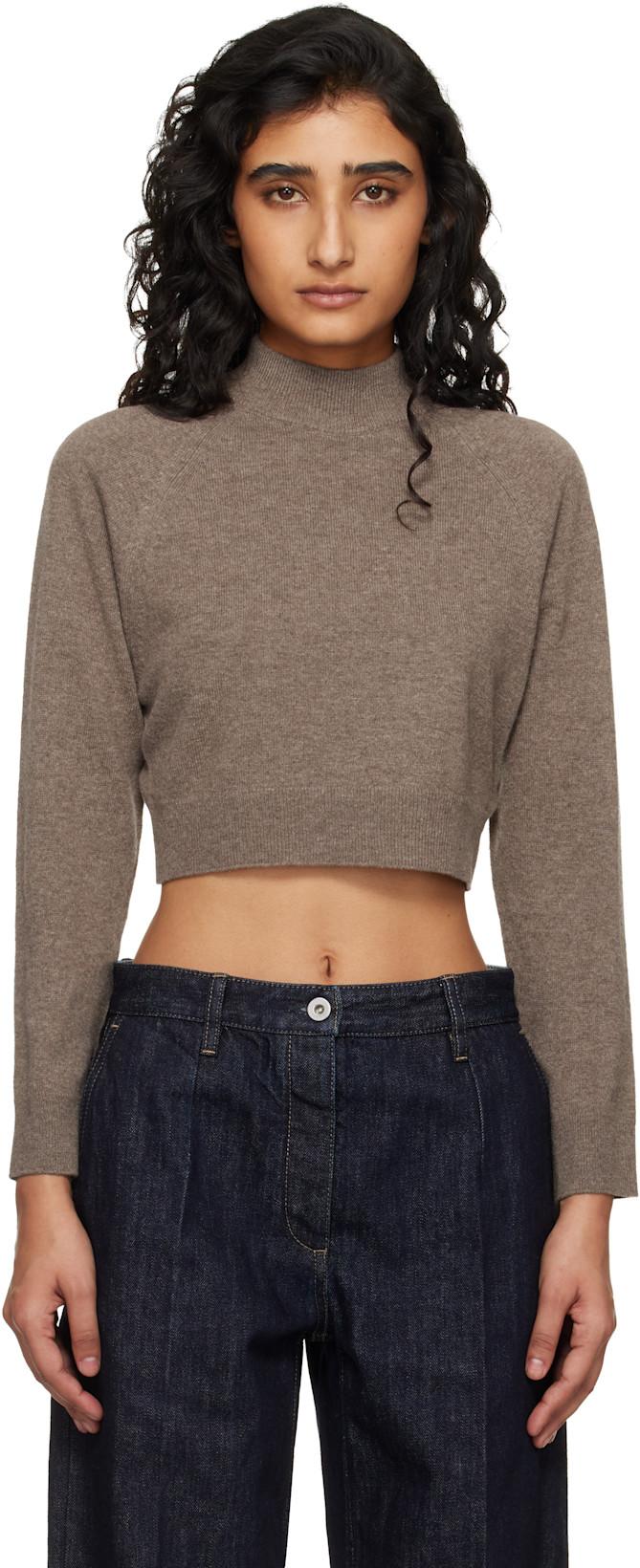 Brown LS Crop Sweater by JIL SANDER