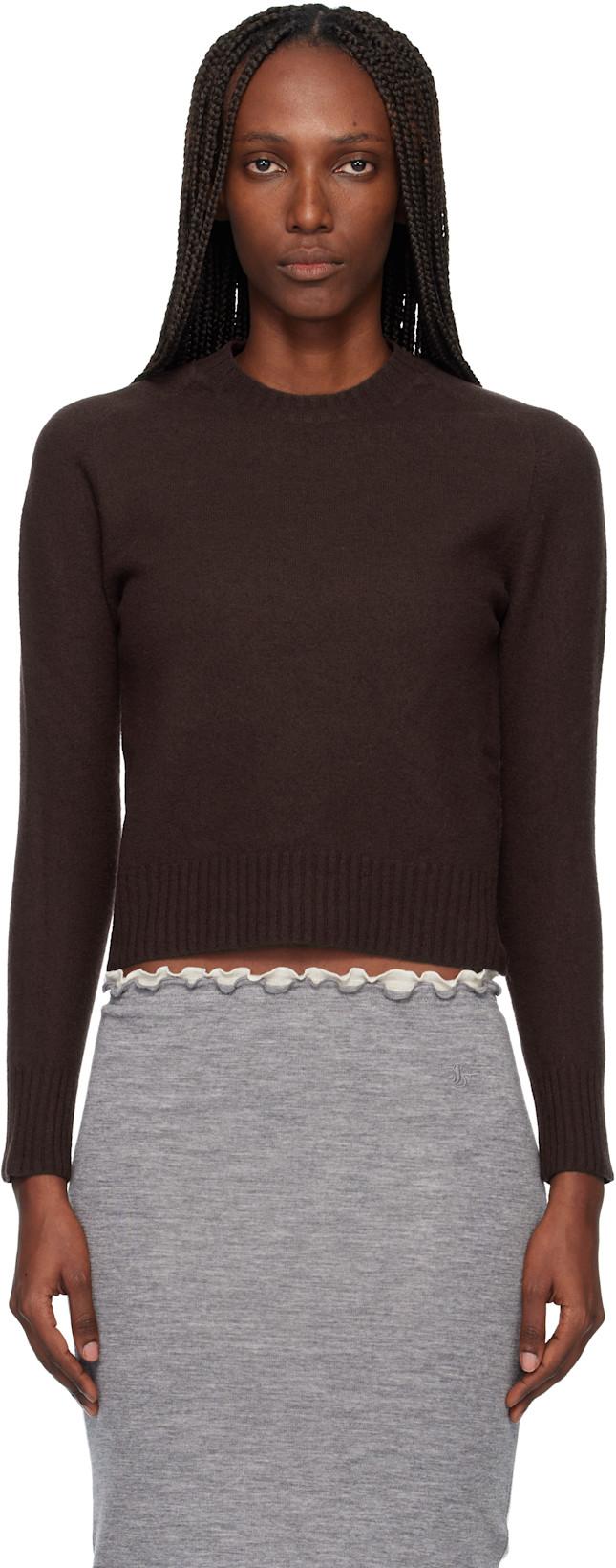 Brown Lightweight Wool Crew-Neck Sweater by JIL SANDER
