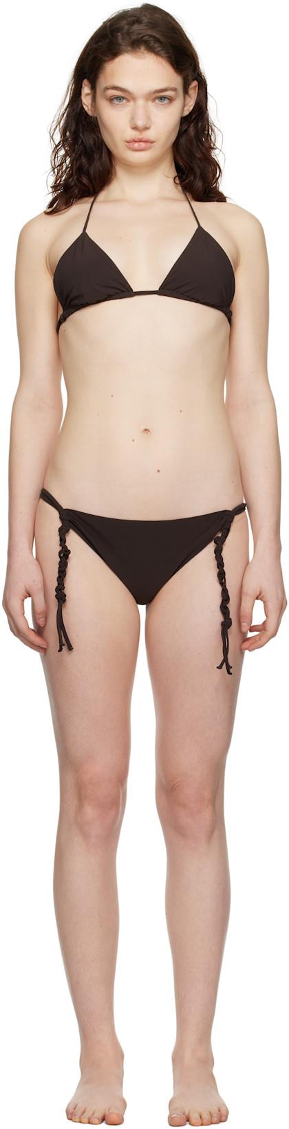 Brown Triangle Bikini Top by JIL SANDER
